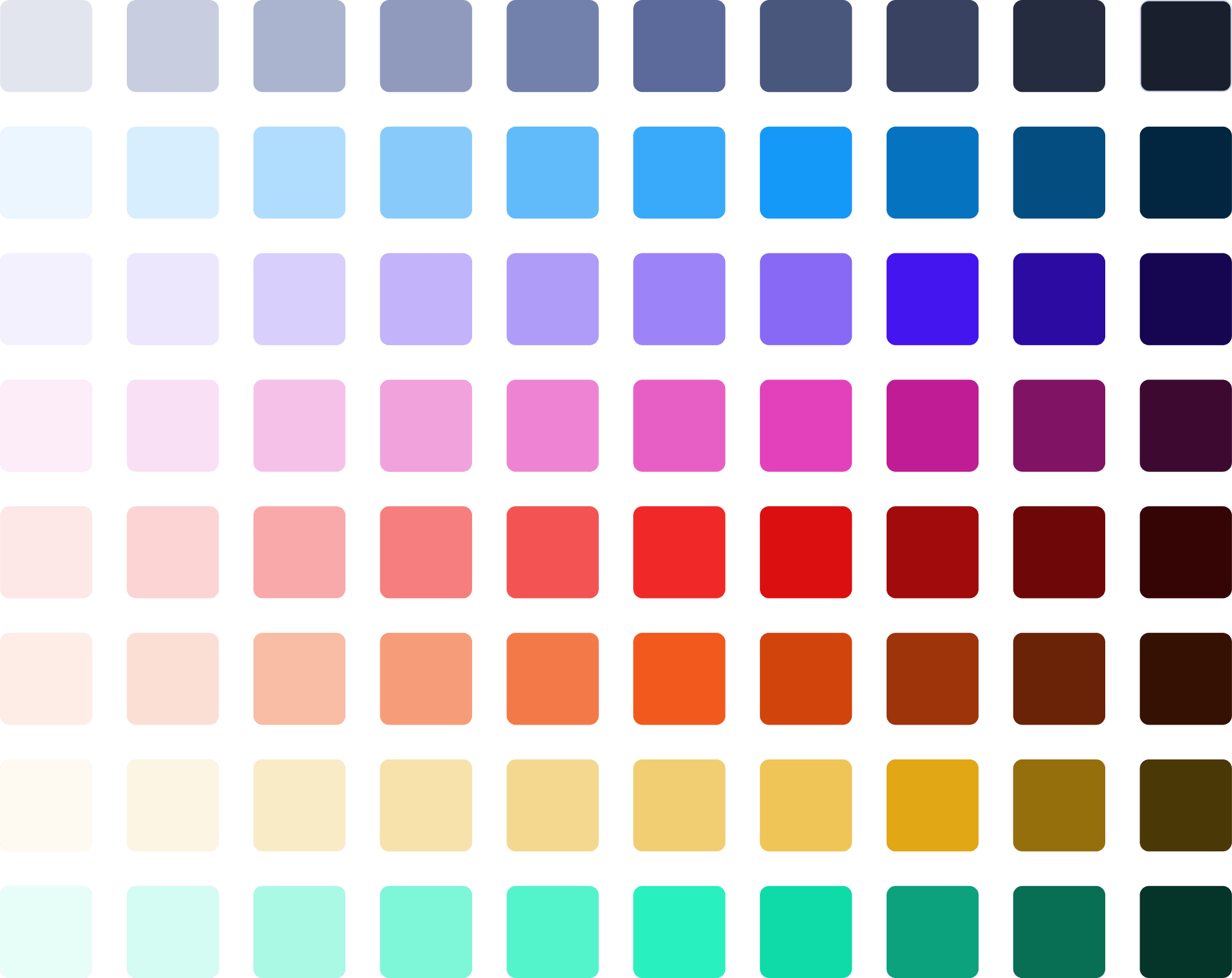Platform color pallet swatches